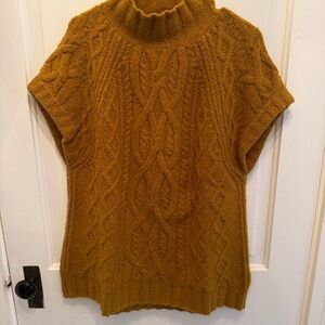 Maeve by Anthropologie Women's Knit Sweater Vest M/L Caramel Brown Mustard